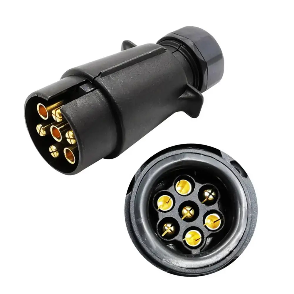 

7-pin Nylon Trailer Plug Socket 1 Set of European-style Trailer Touring Car Plug Socket Fixed Iron Bracket Socket Adapter Set
