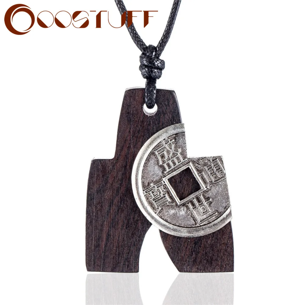 Древняя Монета черный сандаловое дерево Для женщин ювелирные изделия длинное