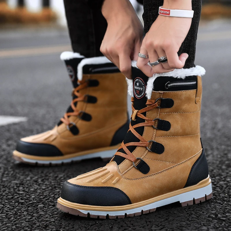 

Winter Snow Boots Men Boots Martin Boots Plush Waterproof Slip Thick Resistant Winter Shoes Warmest Shoes Mens Boots Leather