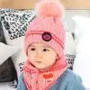 Теплая детская шапка + шарф шапочка для девочки шейный платок трикотажный зимний