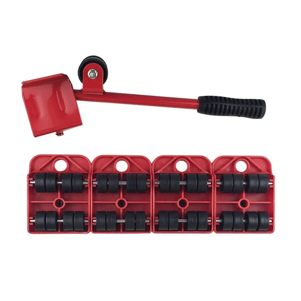 

5pcs Furniture Transport Hand Tool Set Furniture Lifter Heavy Mover Rollers 4 Wheeled Corner Movers + 1 Wheeled Lifter