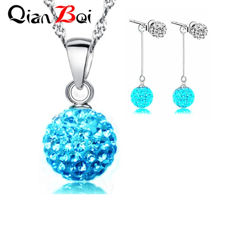 QianBei Модные Ювелирные наборы 10 мм Disco Ball Австрийское ожерелье со стразами и серьги