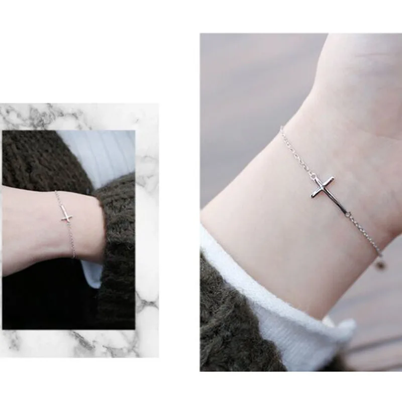 925 серебряный крест браслеты для женщин мужчин Снежинка Кристиан я люблю сердце