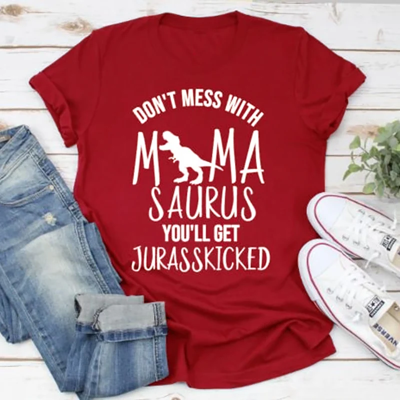 Не связывайтесь с I Love Mama Saurus футболка Мама Жизнь Топы Забавные футболки графикой