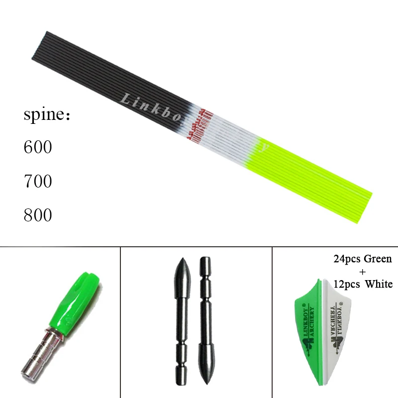 12 шт. Linkboy стрельба из лука карбоновая стрела стержень позвоночника 600 700 800 30