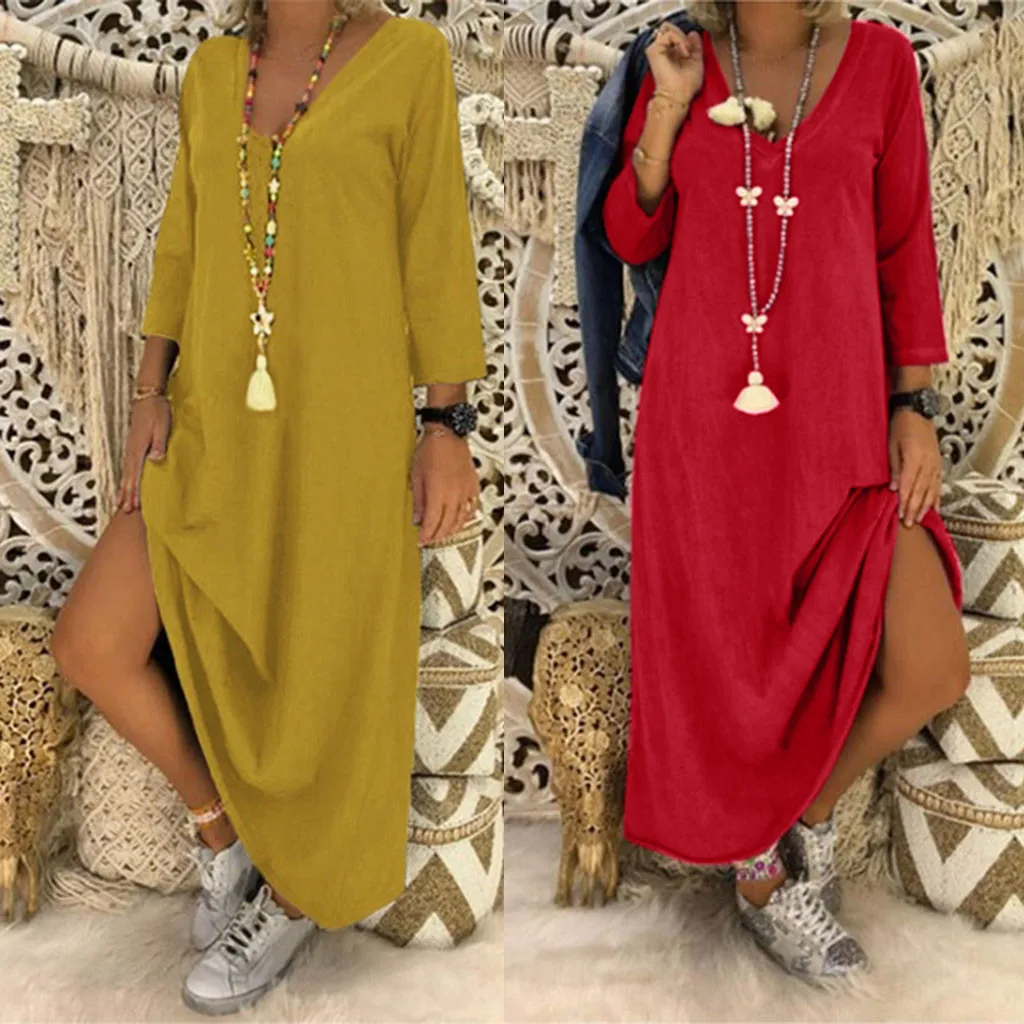 Женское платье большого размера 5XL для отдыха женское модное с v образным вырезом