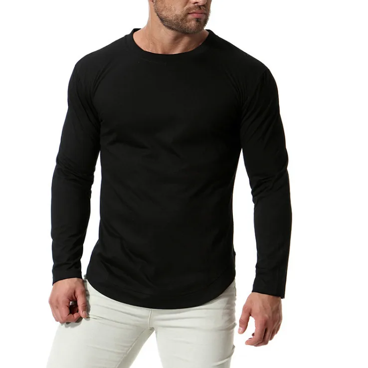 

Europe/US Size Pop Autumn Round Neck Men's T-Shirts Casual Anti-Sweat Long Sleeve TShirts Black Tops Tees Male tshirt homme