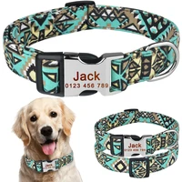 airuidog personalized dog collar polyester floral custom engraved name id male female pet