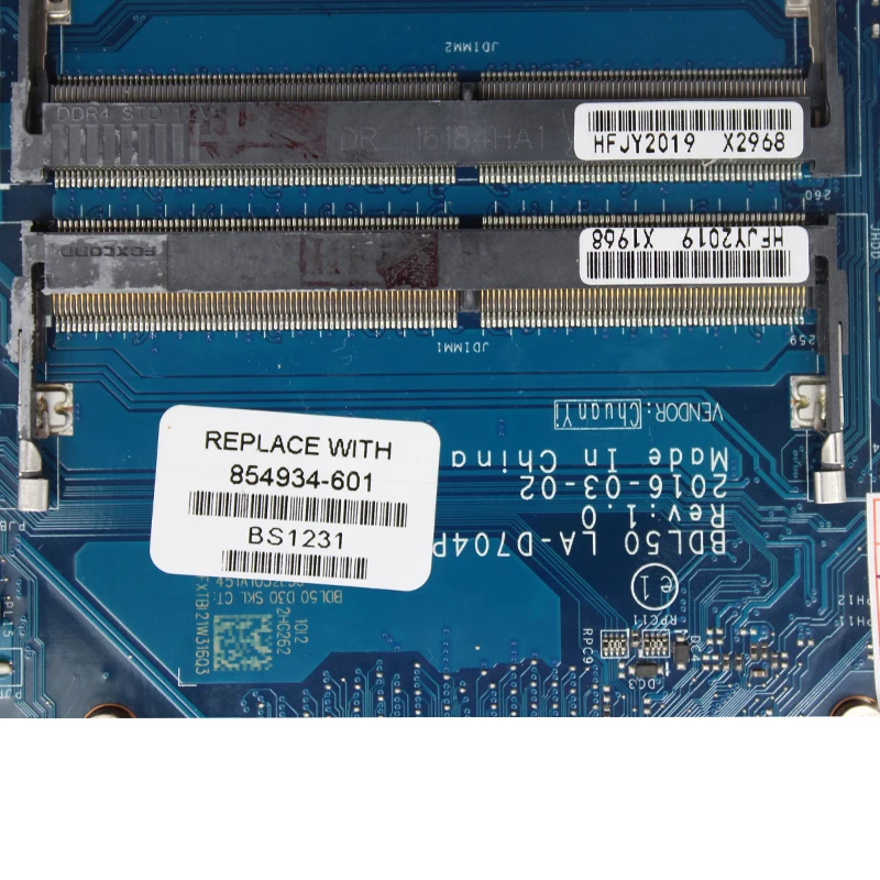 BDL50 LA-D704P для hp 15-AY Материнская плата ноутбука SR2EZ i7-6500U DDR4 854934-601 тестирование в целости
