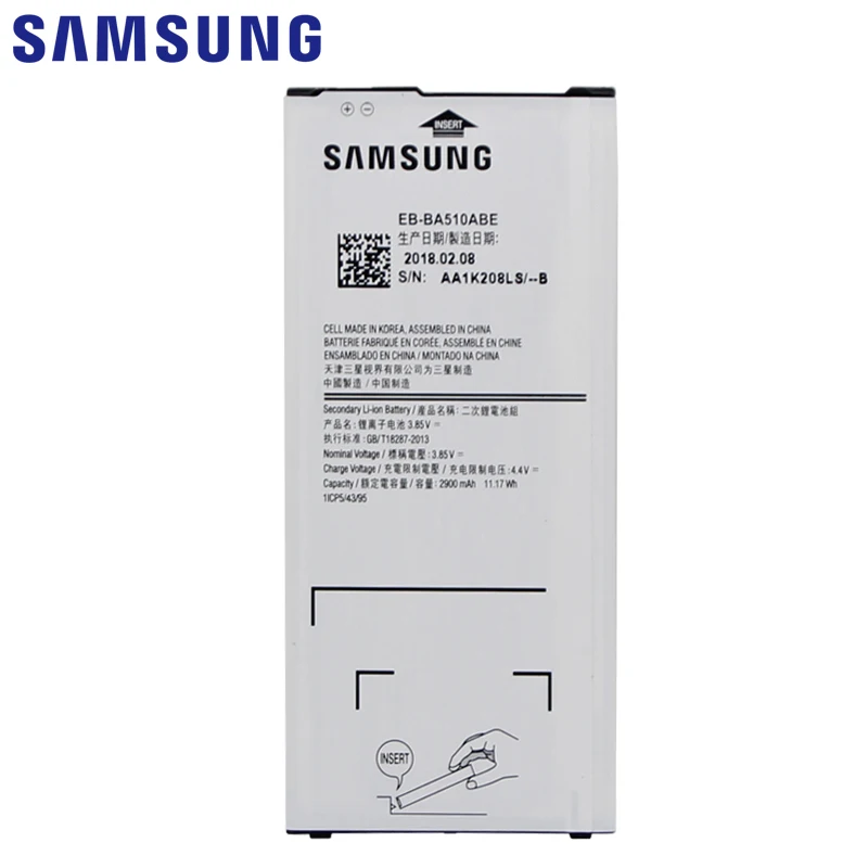 Samsung телефон Батарея EB-BA510ABE 2900 мАч для samsung Galaxy A5 A510 A510F A5100 A510M A510FD A510K A510S