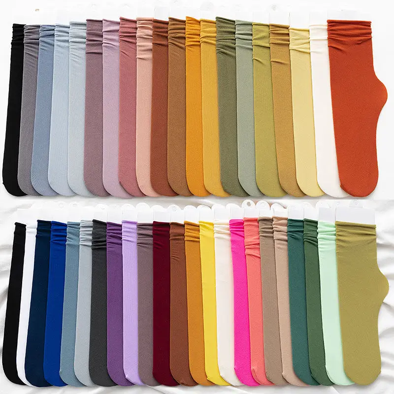 Women Girls Summer Thin Loose Socks Velvet Soft Breathable Long Solid Color Black White Khaki Beige Harajuku High | Женская одежда