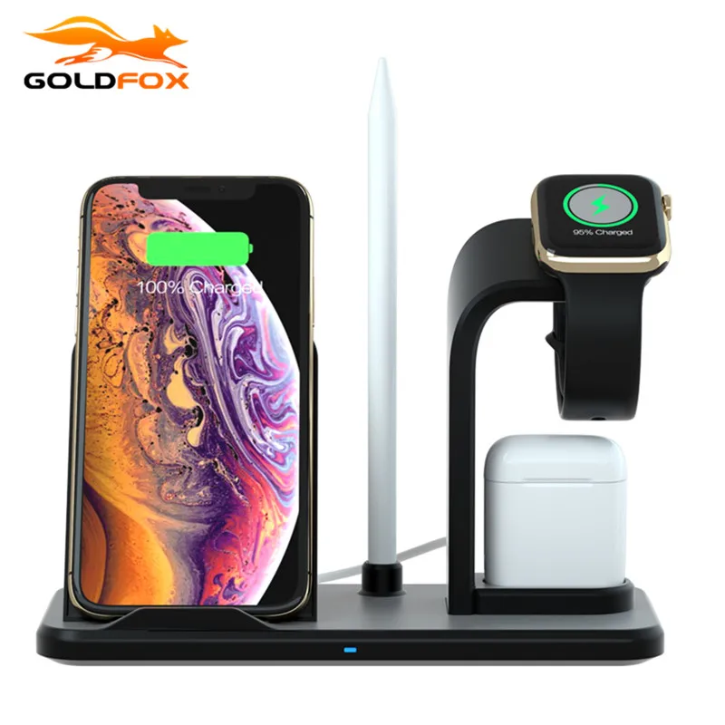 Беспроводное зарядное устройство Qi 10 Вт для Apple Watch 4 3 Airpods подставка быстрой