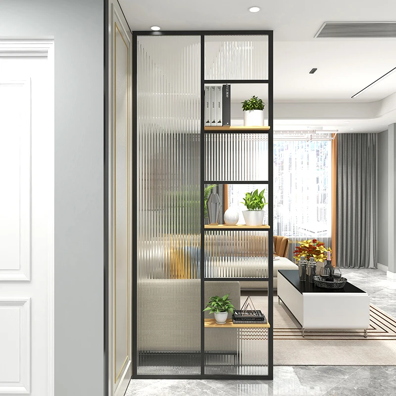 

Nordic light luxury minimalist style stainless steel glass living room bedroom office minimalist partition porch art partition