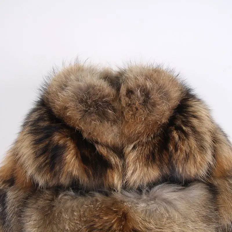 QIUCHEN PJ1911 New arrival high quality real raccoon fur coat with collar. long styles women winter coat keep warm
