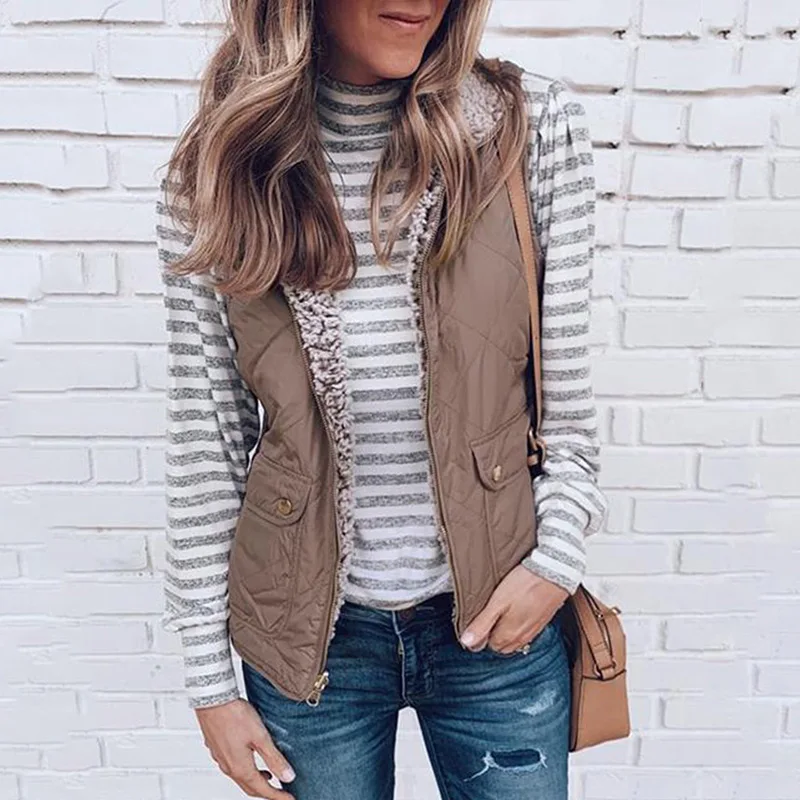 

Winter Reversible Leopard Women Vest Coat Sleeveless Fluffy Outwear Female 2020 Thicken Fashion Warm Pocket Waistcoat Woman
