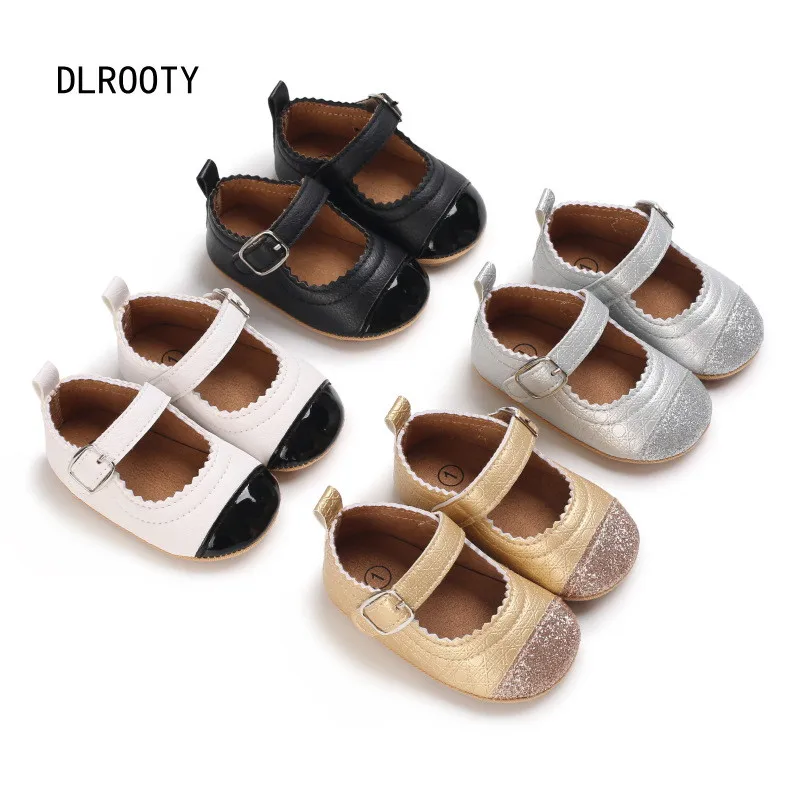 Sequins Baby Shoes Leather Toddler Baby Girl First Walkers Sets Soft Sole Hook & Loop Bling Shoes for Girls Spring Autumn