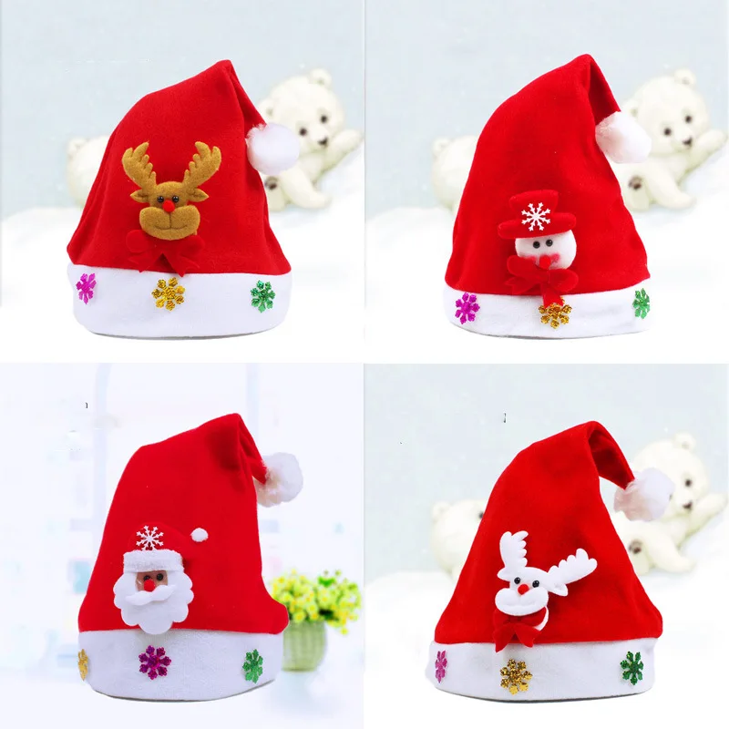 

1pcs Children's Christmas hats Santa hats non-woven Christmas hats Christmas Supplies New Year Gift christmas decorations