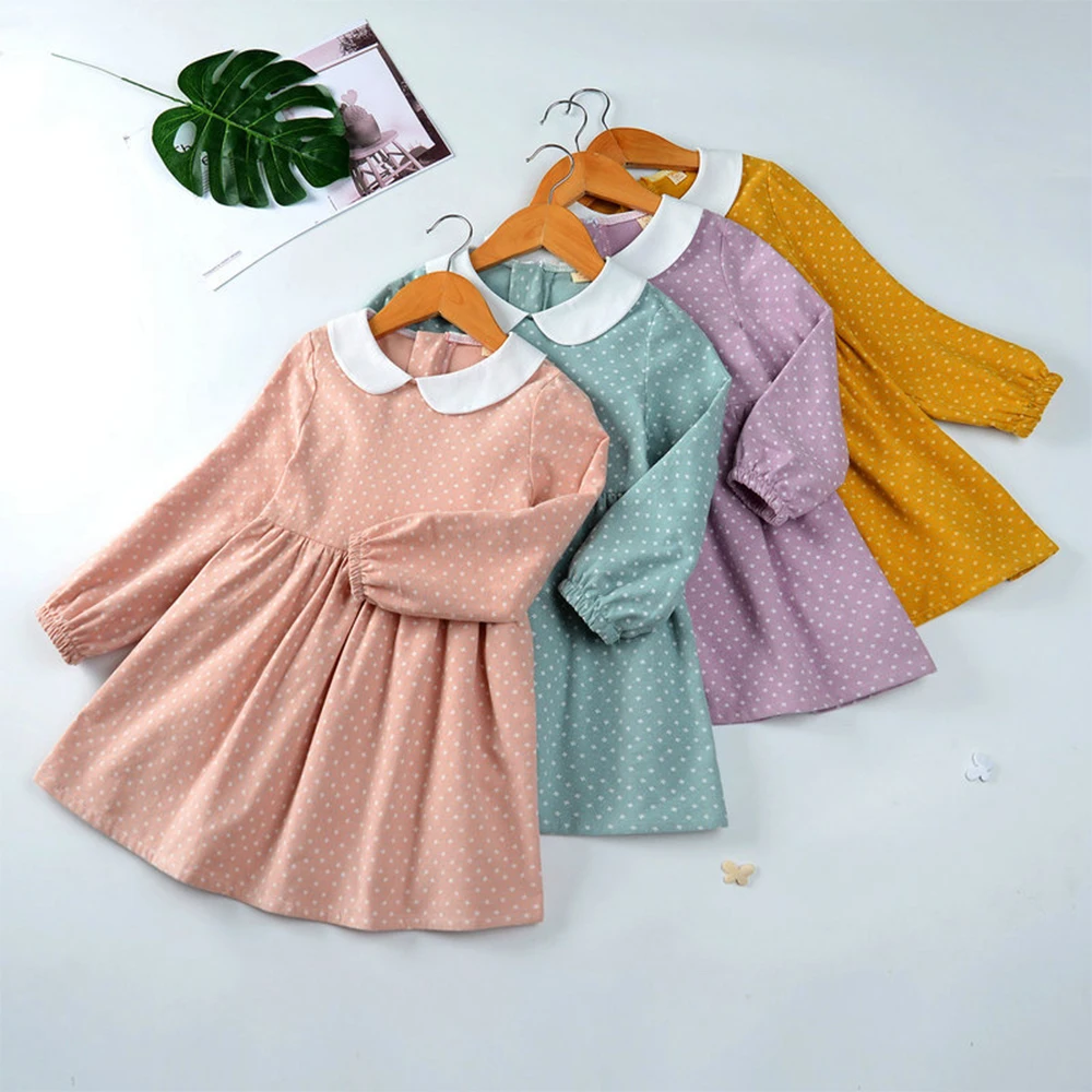 

NEW Design Kids Clothes Baby Girls Dress Spring Teen Costume Princess Prom Fairy 100%Cotton Casual Long Sleeve Pink robe vestido