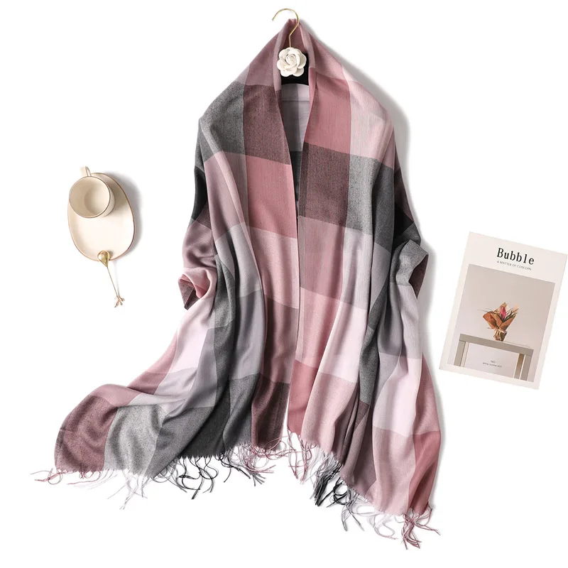 

New winter scarves for women fashion plaid shawls and wraps tassels long hijab high quality foulard echarpe femme pashmina