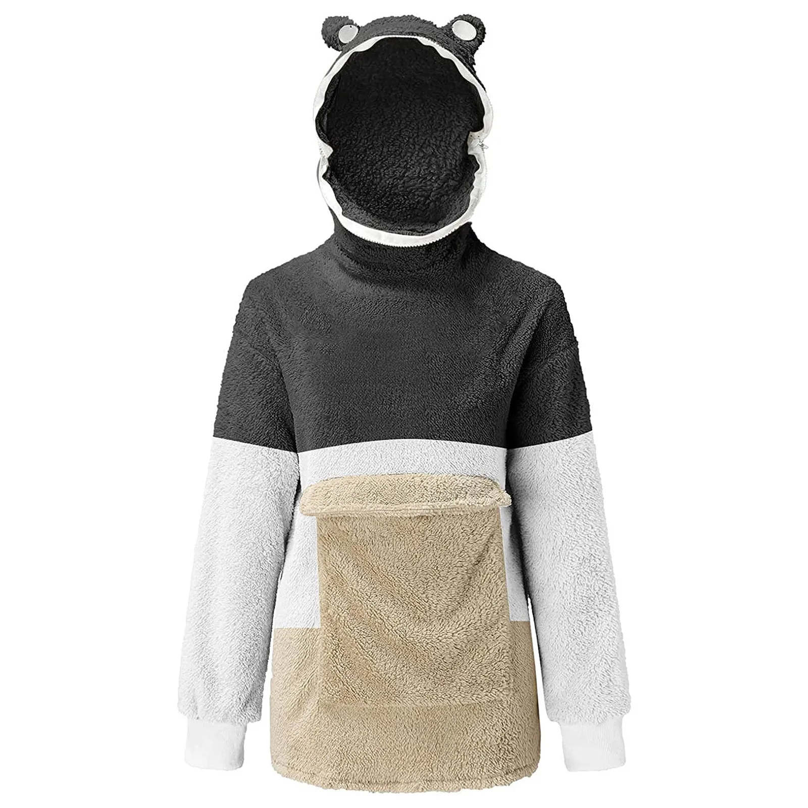 

Women Autumn Thick Loose Sweatshirt Harajuku Letters Printed Frog Casual Hooded Hoodies Thicken Pullover Female толстовка женска