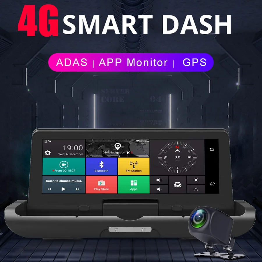 QUIDUX 8 дюймов ips 4G Автомобильный видеорегистратор Камера gps Android FHD 1080P ADAS Dash cam двойной объектив Автомобильный видеорегистратор ночного видения удаленный монитор