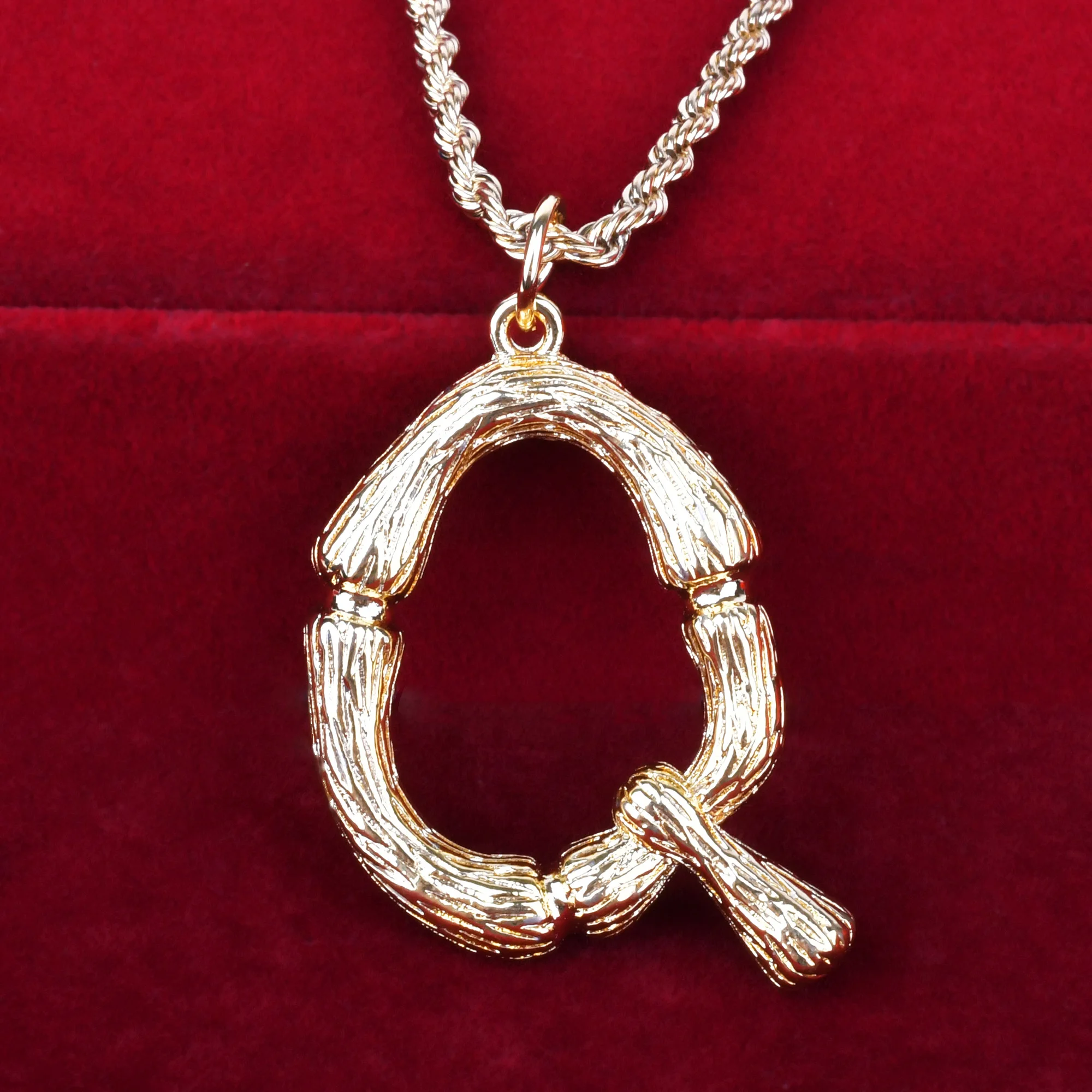 

Big Bamboo Letters Pendant Initial Necklaces for Men with Rope Chain Fashion Hip Hop Jewelry Valentine's Day Gift