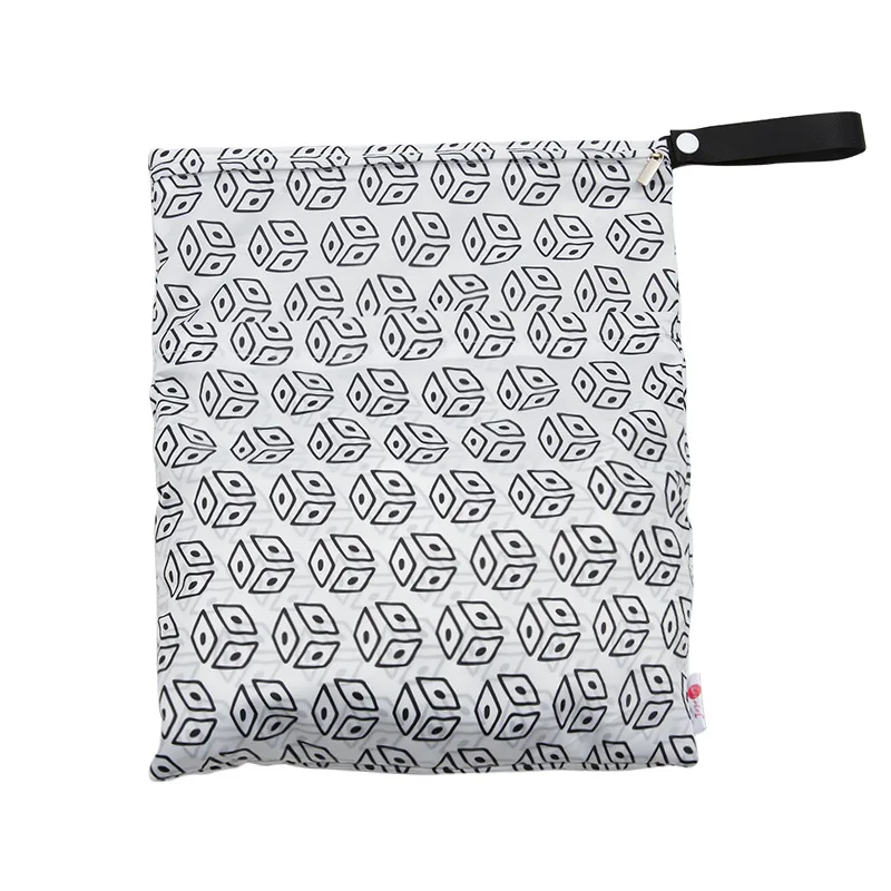 Bolsa de pa&ntilde;ales estampada para beb&eacute;, impermeable, pa&ntilde;al seco, con cremallera, bolso para cochecito, bolsa de viaje al aire libre, bolsa de almacenamiento de pa&ntilde;ales-4