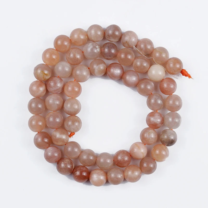

Natural Stone Smooth Champagne Sun Stone A Crystals Round Loose Beads 4/6/8/10/12mm for Jewelry Making DIY Bracelet Accessories