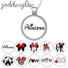 Дисней Минни Принцесса Милая мордочка Микки стекло кабошон посеребренныйхрустальный кулон ожерелье ювелирные изделия подарок