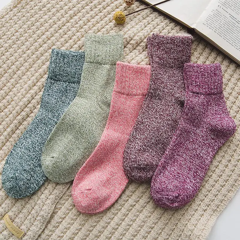 5 colors 5 пар/лот Новинка Witner толстые теплые женские Шерстяные Носки Снежный Узор винтажные рождественские носки красочные носки подарок свободный размер YM7031 - Цвет: 5 colors