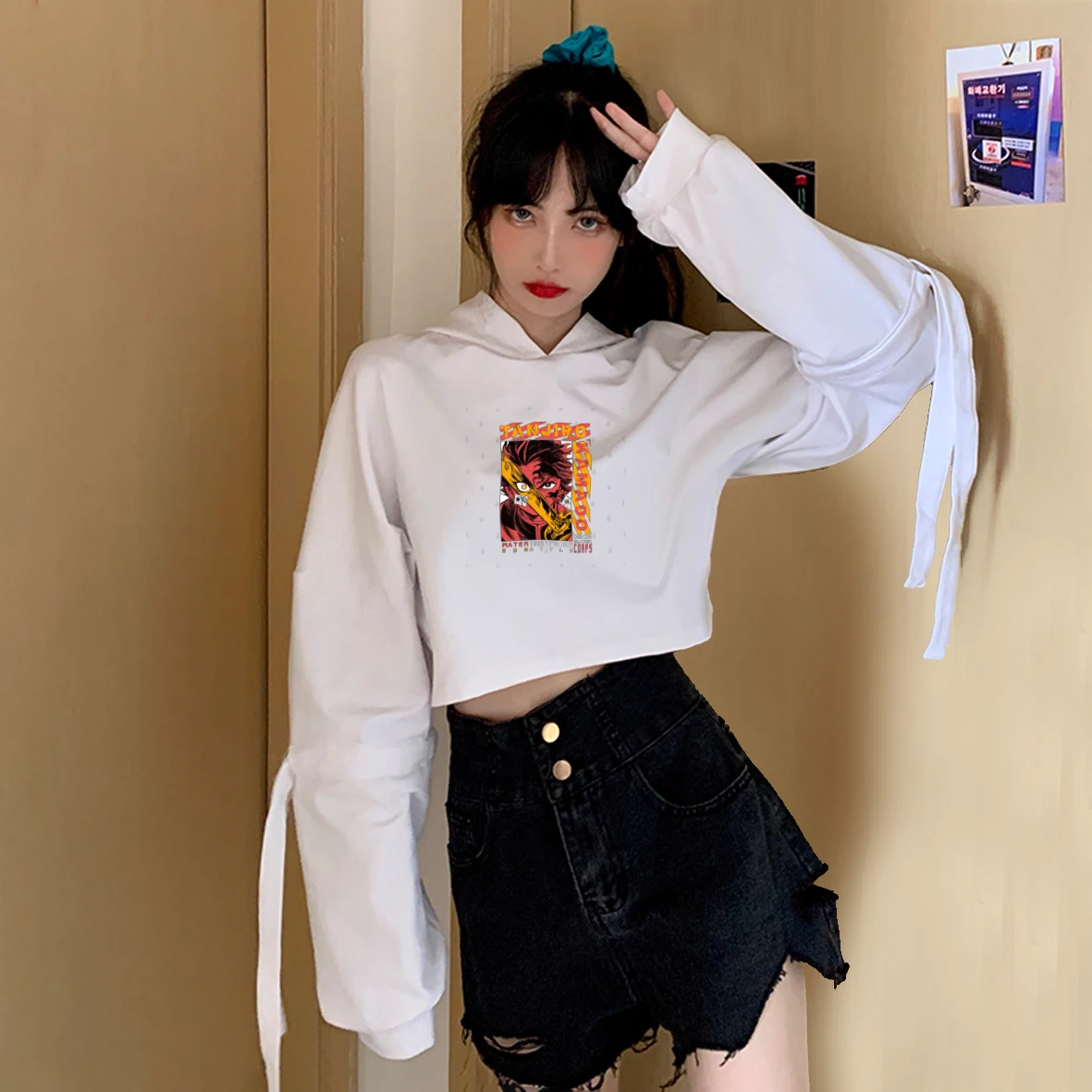 

Demon Slayer Anime Print Women's Hoodie Women's Harajuku Sweatshirt Kawaii Tanjiro Kamado Embroidered Long Sleeve Girls Hoodies