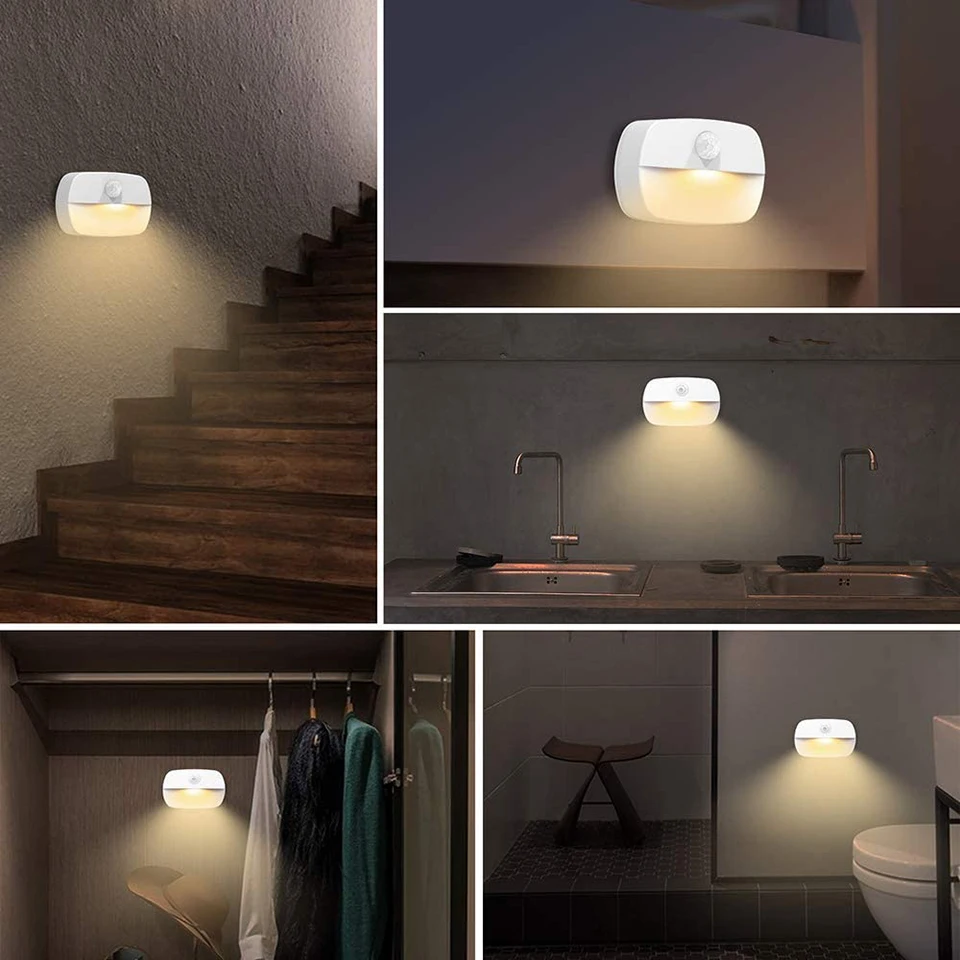 2021 New LED Motion Sensor Light Battery Operated Wireless Wall Lamp Night No Glare Corridor Closet Cabinet Door | Лампы и освещение