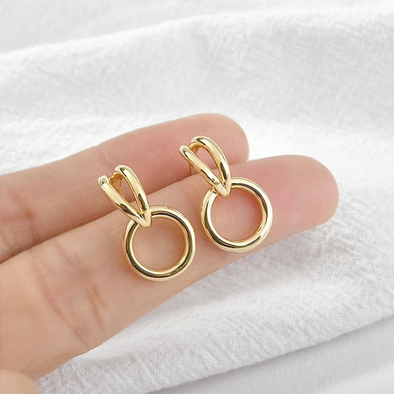 

Серьги с двойными серебряными иглами с медным покрытием, 18 к