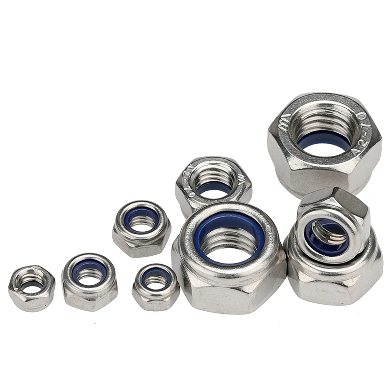 

20PCS 304/201 stainless steel lock nut 316 anti-loosening screw cap nylon hexagonal non-slip self-locking M3M4M5M6M8M10M12M14M16