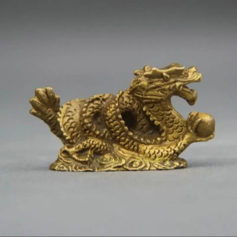 Китайский народный бронзовый медный стенд фэншуй год статуя зодиака Дракона