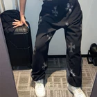 Джоггеры в стиле хип-хоп панк спортивные брюки Стразы Готическая с высокой талией мешковатая уличная одежда корейская мода Женская винтажная одежда Y2k Ins