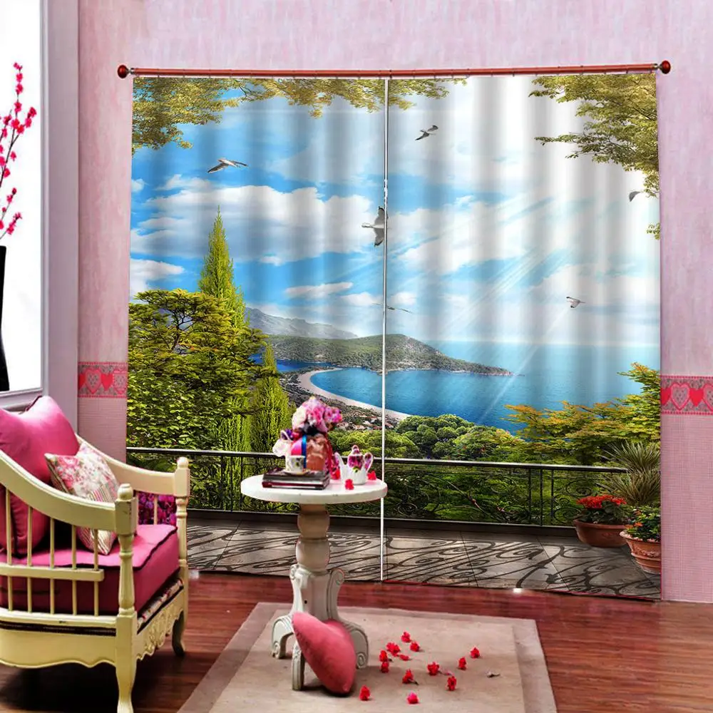 Шторы с изображением голубого неба роскошные затемняющие 3D окна занавески для