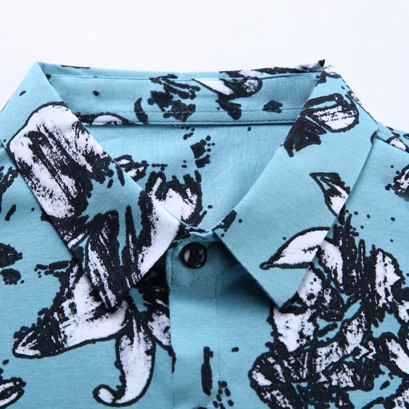 

100% cotton printed short sleeve men's summer fashion trend half sleeve men's shirt thin