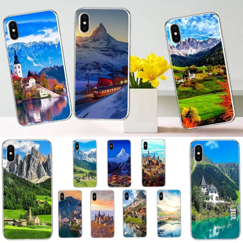 

mountain house world lanscape Phone Case Transparent soft For iphone 12 11 13 7 8 6 s plus x xs xr pro max mini