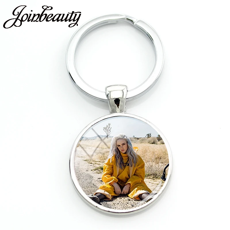JOINBEAUTY, хип-хоп, музыка, звездное искусство, изображение, брелок Billie Eilish, женский брелок, кольцо, держатель, подарок на день рождения, ювелирное изделие HB09