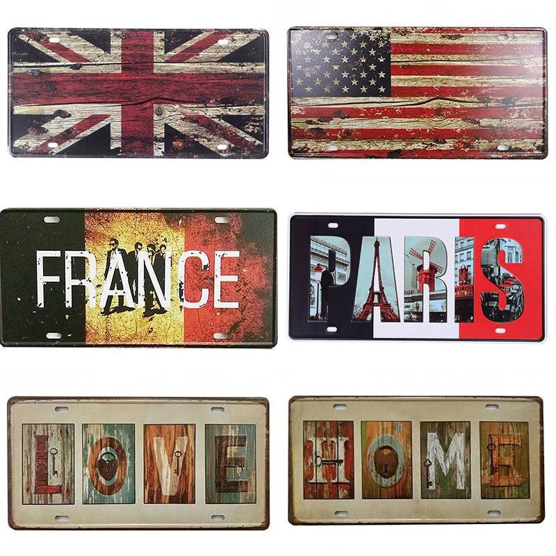 Страна Национальный флаг неоновая вывеска автомобиля пластина лицензии доска