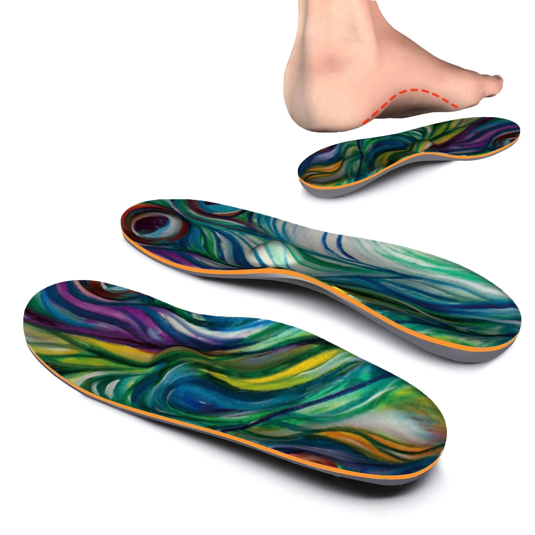 Colorful Designed Plantar Fasciitis Feet Insoles Arch Supports Orthotics Inserts Flat Feet, High Arch, Foot Pain Relief