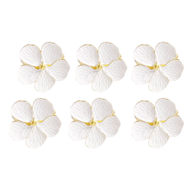 

New 6 Pcs Flower Napkin Buckle Napkin Ring Napkin Ring, Used for Wedding, Festival, Banquet, Daily Party Decoration