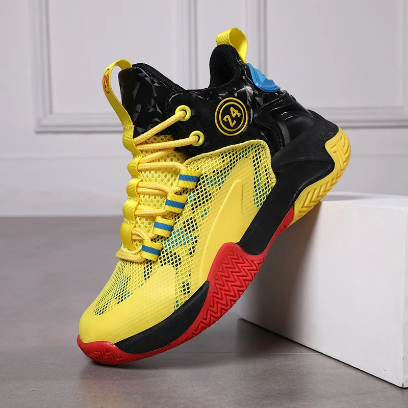 

Баскетбольная обувь для мальчиков, спортивная обувь для бега, детские кроссовки с высоким верхом, дышащая Уличная Повседневная теннисная обувь, осень