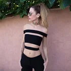 Женский облегающий Топ без рукавов, вечерние Клубные топы с открытыми плечами и вырезом лодочкой, красный, черный, белый цвета