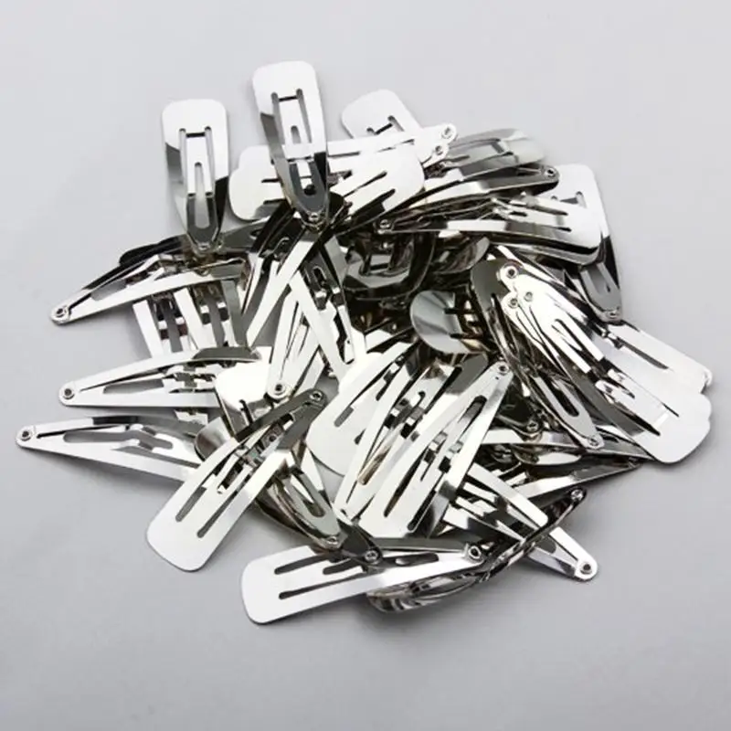 

50Pcs/Lot Silver Tone Snap Hair Clips 30/40/50Mm Simple Metal Craft Bow Hairpins Handmade DIY Hair Accessories For Women Gi G0S1
