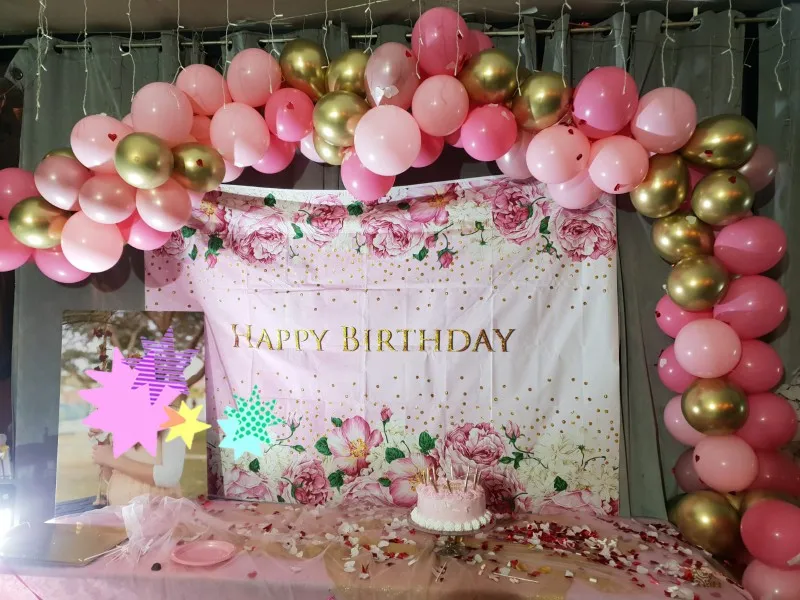 Фон для фотосъемки с изображением цветов празднования дня рождения|Фон