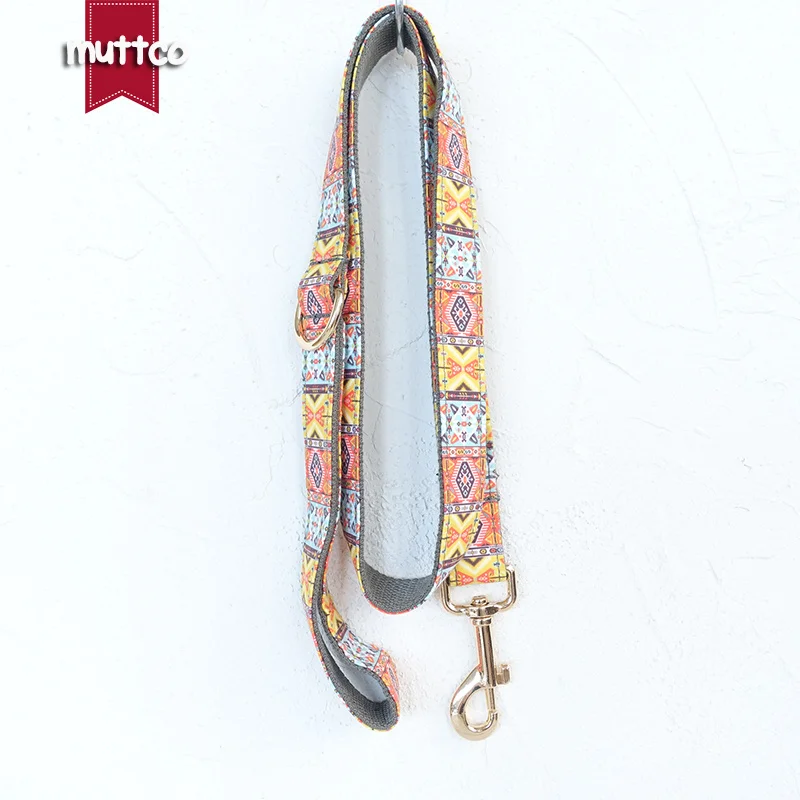 

MUTTCO retailing self-design pleasing dog collar THE GRAY BOHEMIAN unique folk style dog leashes 5 sizes UDC051J