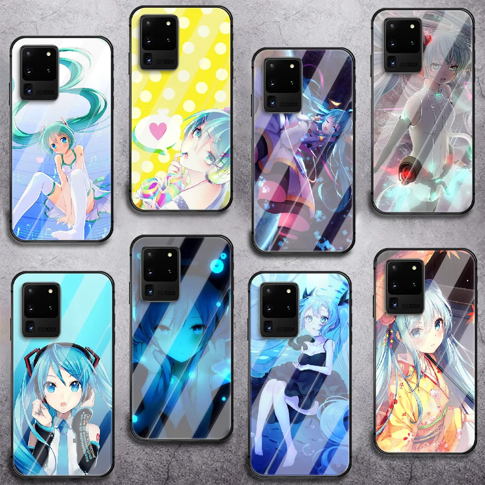 

Cute Miku Anime Phone Tempered Glass Case Cover For Samsung Galaxy S Note 5 6 9 10 10E 20 21 FE Plus Uitra Prime Tpu Painting