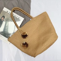 casual large capacity tote straw bags wicker woven rattan women handbags summer beach shoulder bag lady big shopper purses 2021